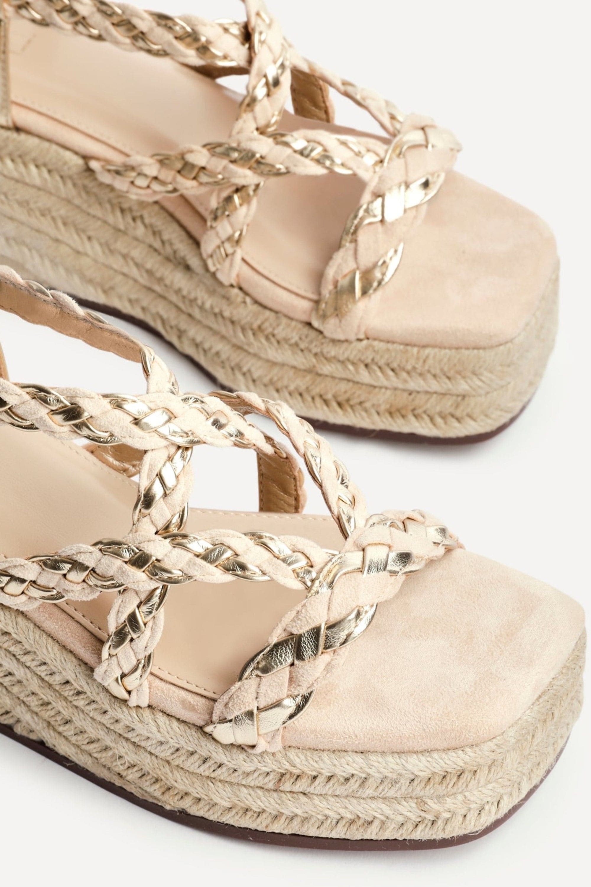 Linzi Mimosa Nude Faux Suede Plaited Flatform Wedge image 5