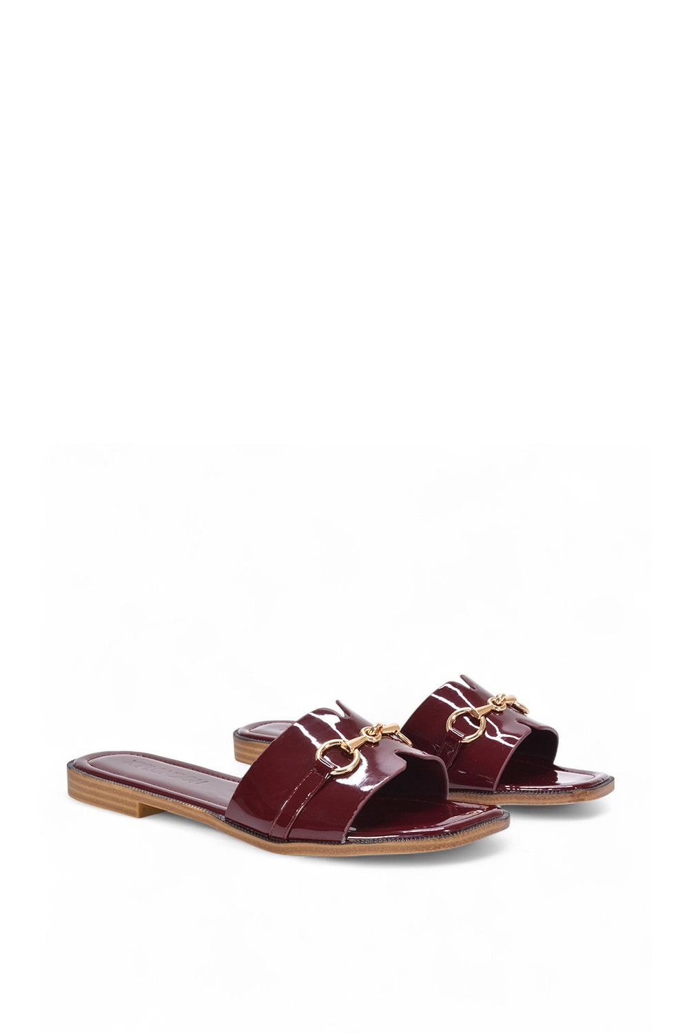 XY London 'Lesley' Square Toe Mule Slider Sandals With Buckle Detail image 3