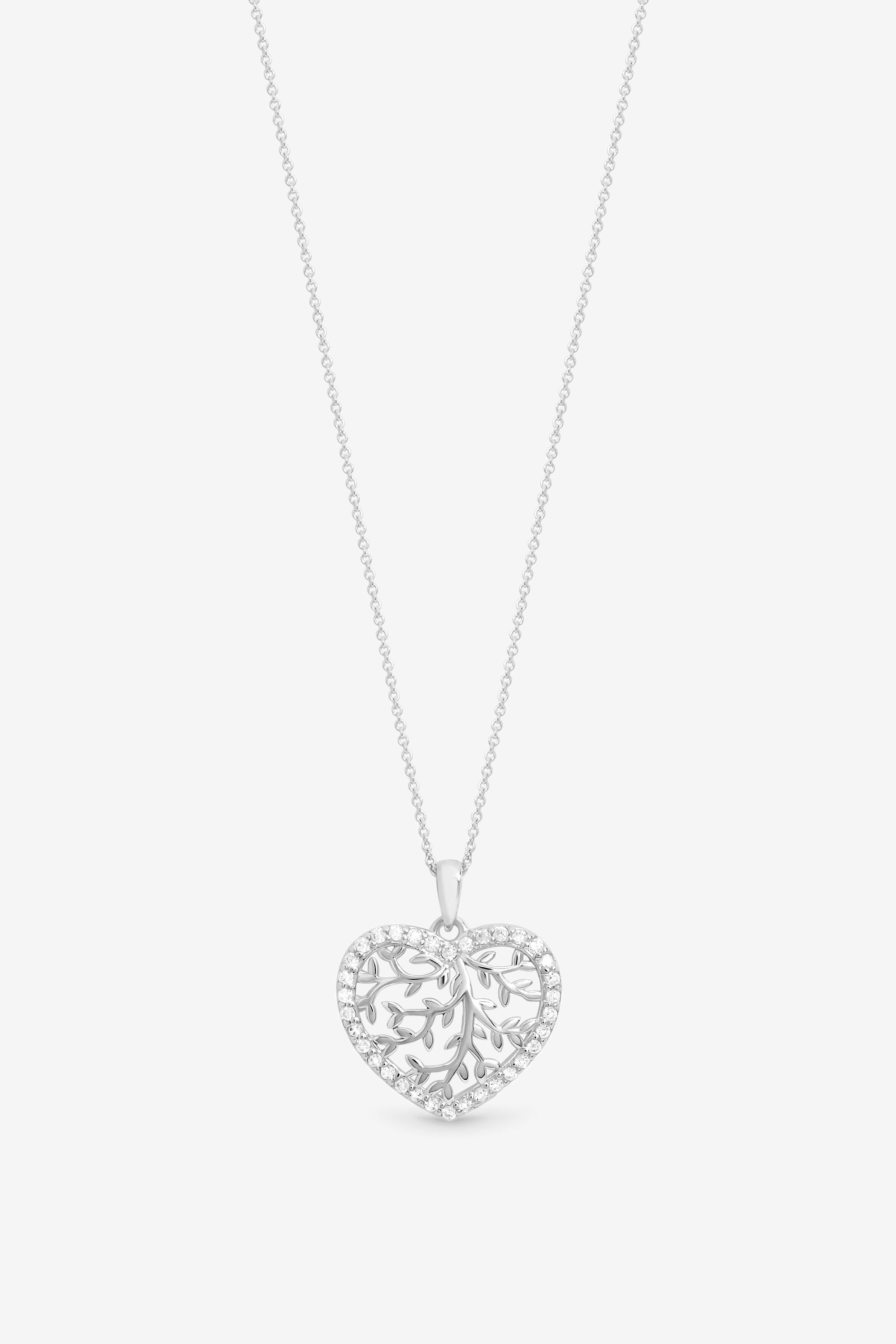Simply Silver Sterling Silver 925 Tree Of Love Heart Pendant