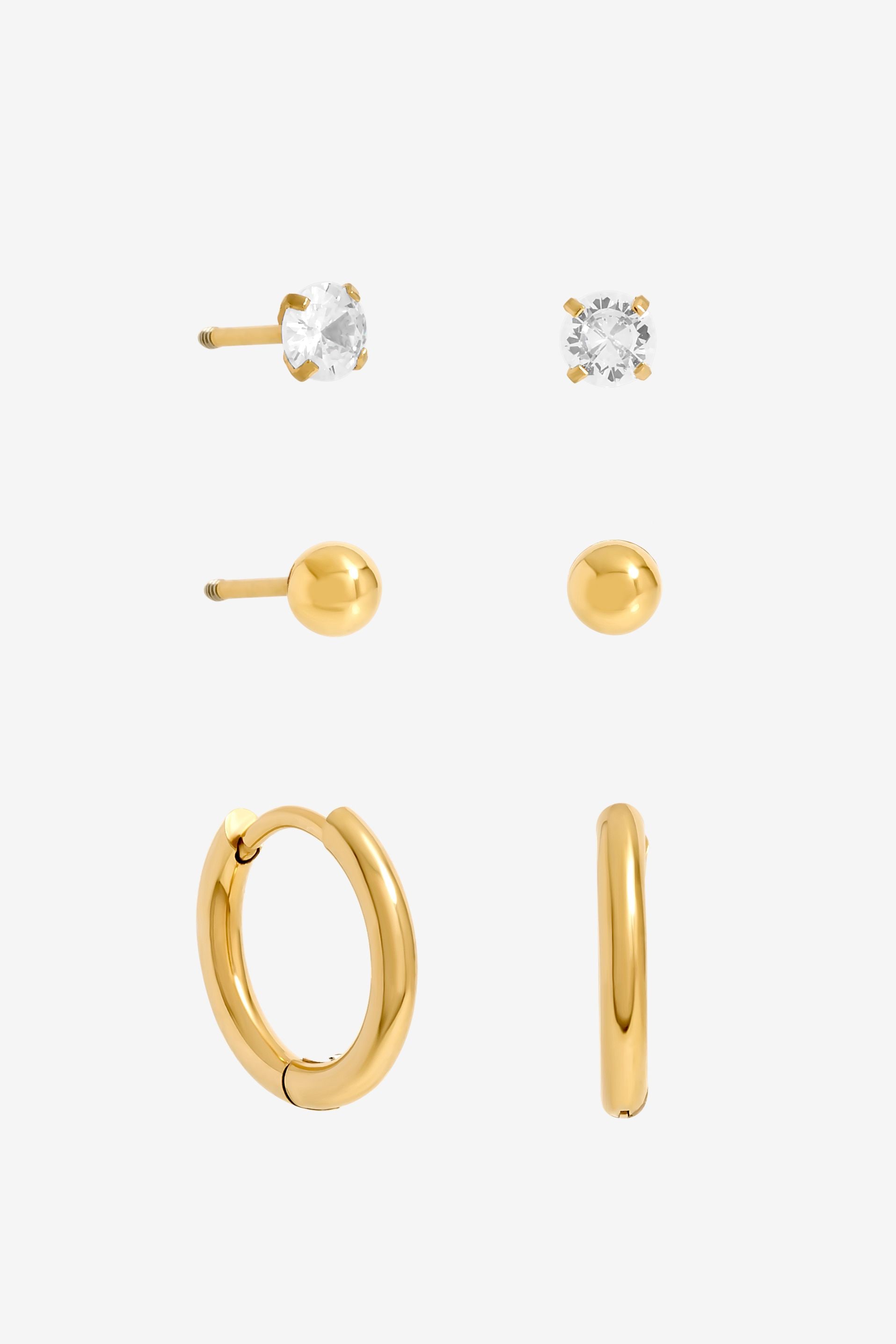 Jon Richard Gold Plated Waterproof Basic Earrings - Pack of 3 image 2