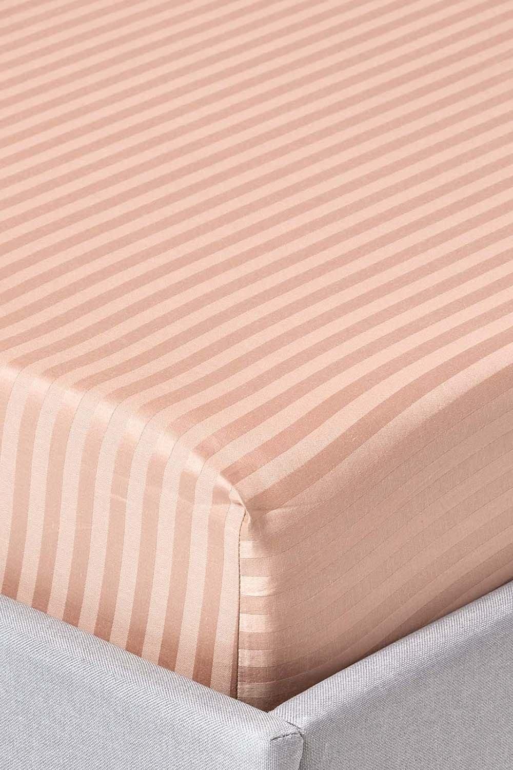 Homescapes Egyptian Cotton Satin Stripe Fitted Sheet 12 inch 330 Thread Count image 1