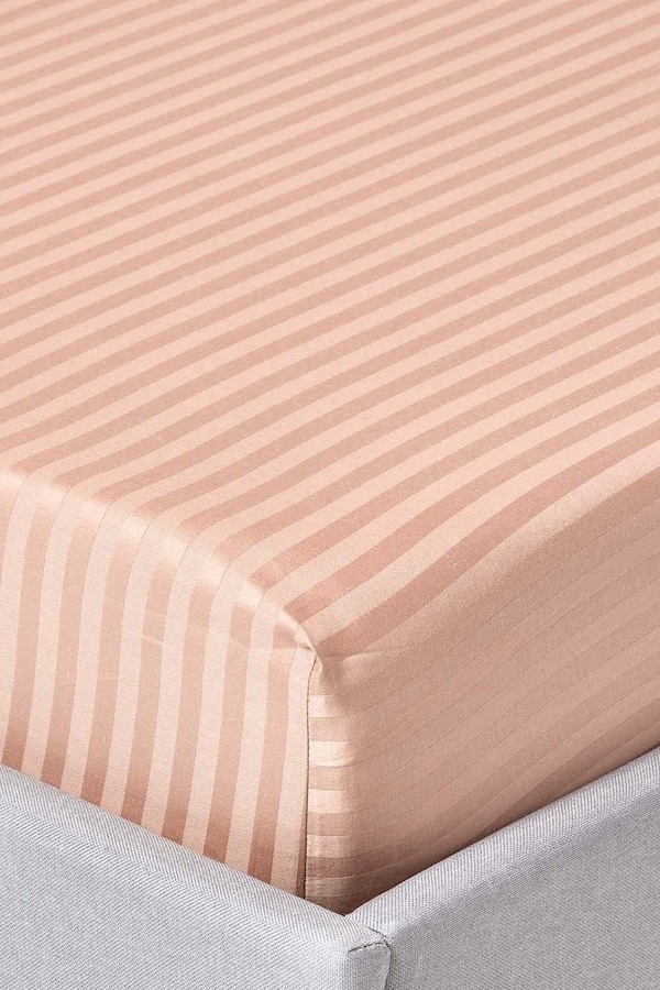 Homescapes Egyptian Cotton Satin Stripe Fitted Sheet 12 inch 330 Thread Count