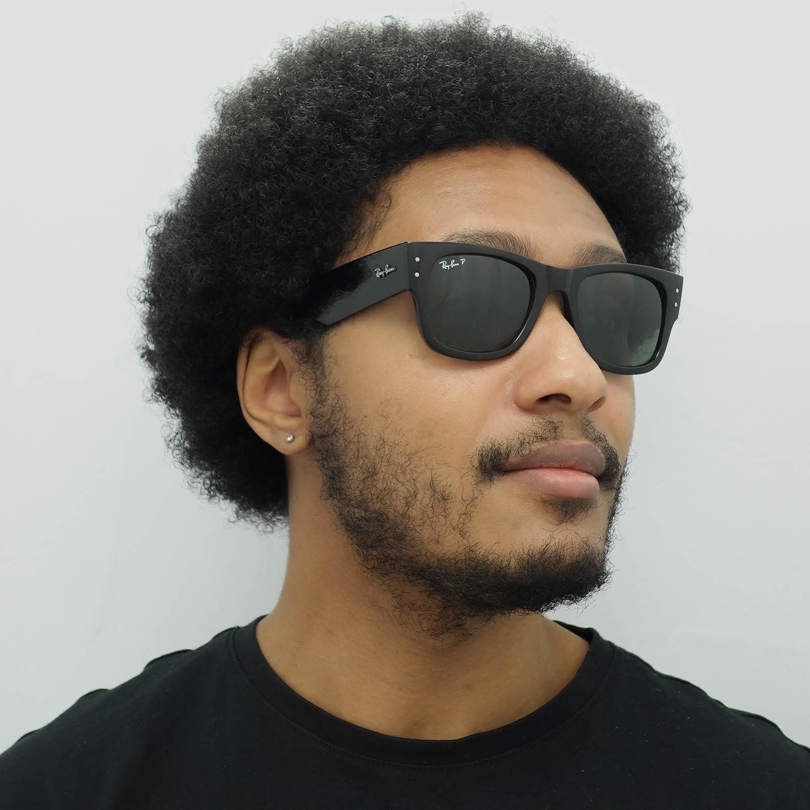 Ray-Ban Square Polished Black Green Polarized RB0840S Mega Wayfarer image 7