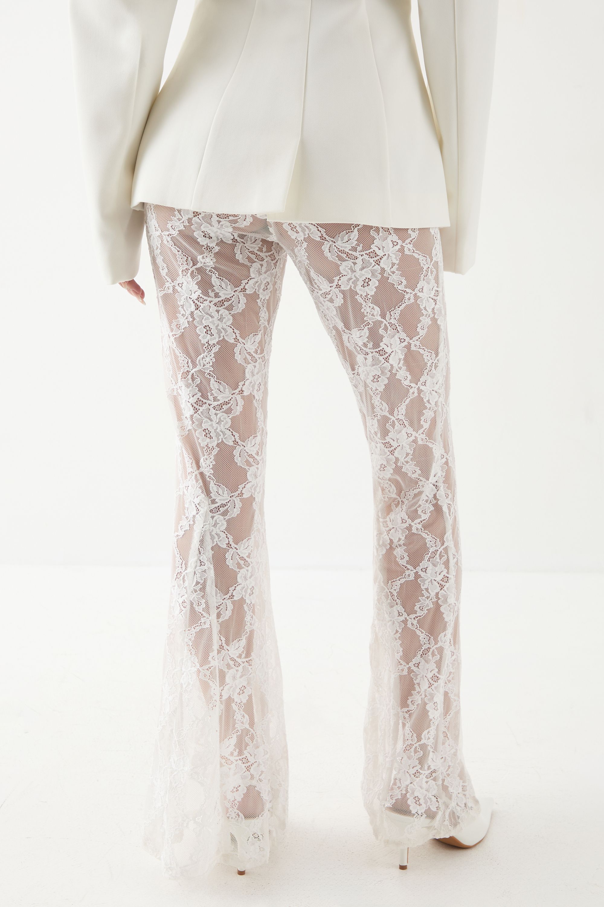 MissPap Premium Corded Lace Flare Trousers Ivory image 3