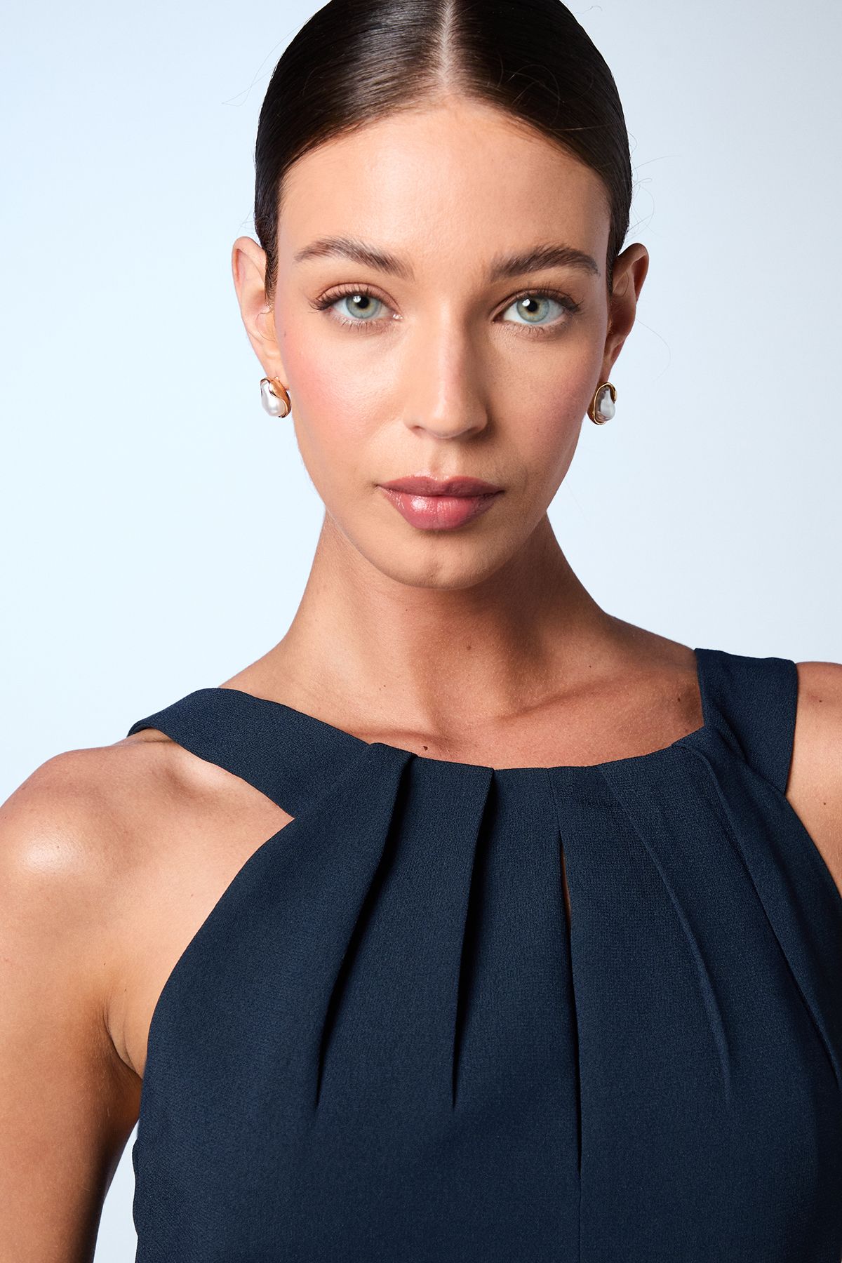 Coast Halter Neck Satin Bridesmaid Dress with Tie Back Detail Navy image 4