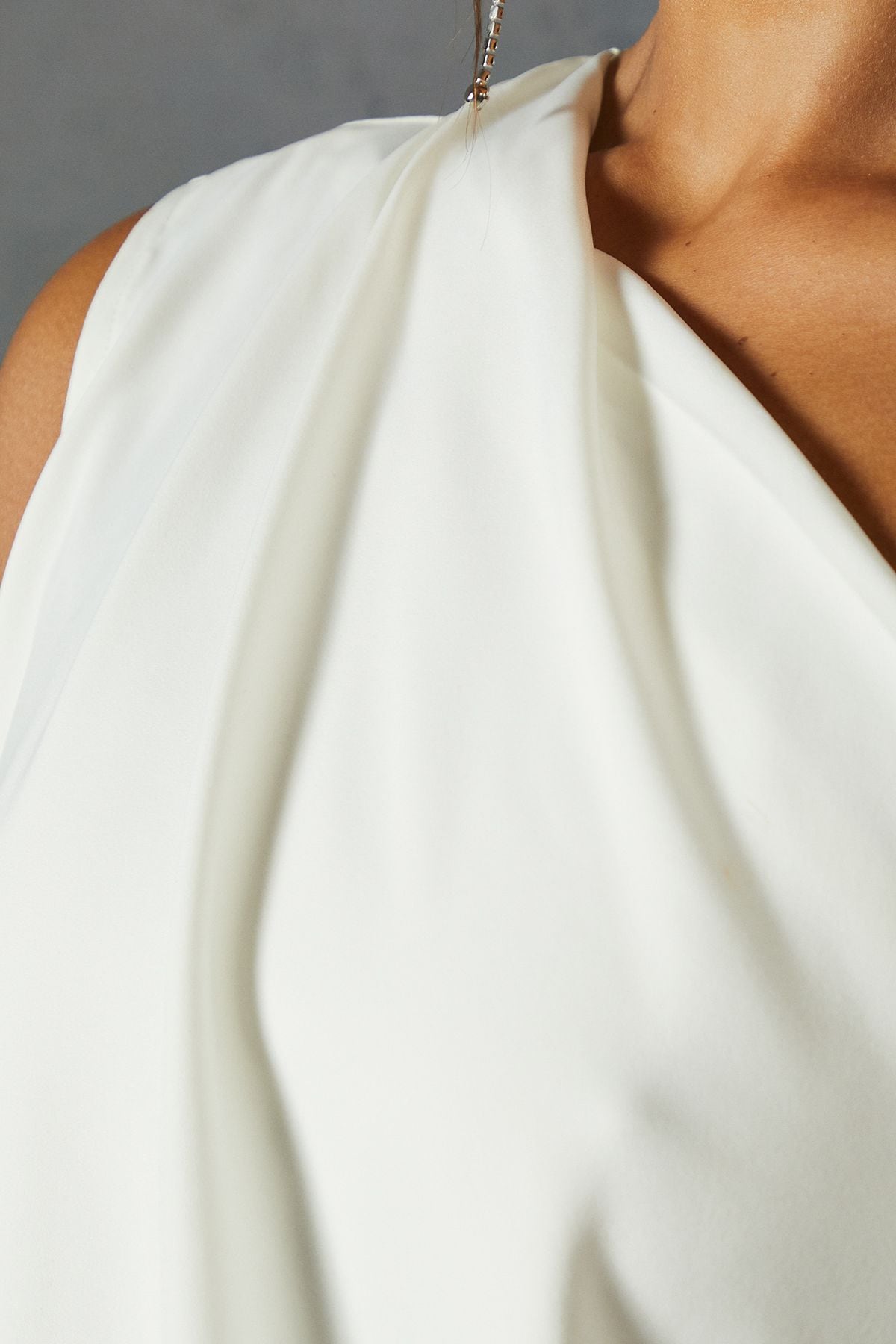 MissPap Satin Off Shoulder Asymmetric Bodycon Mini Dress Ivory image 5