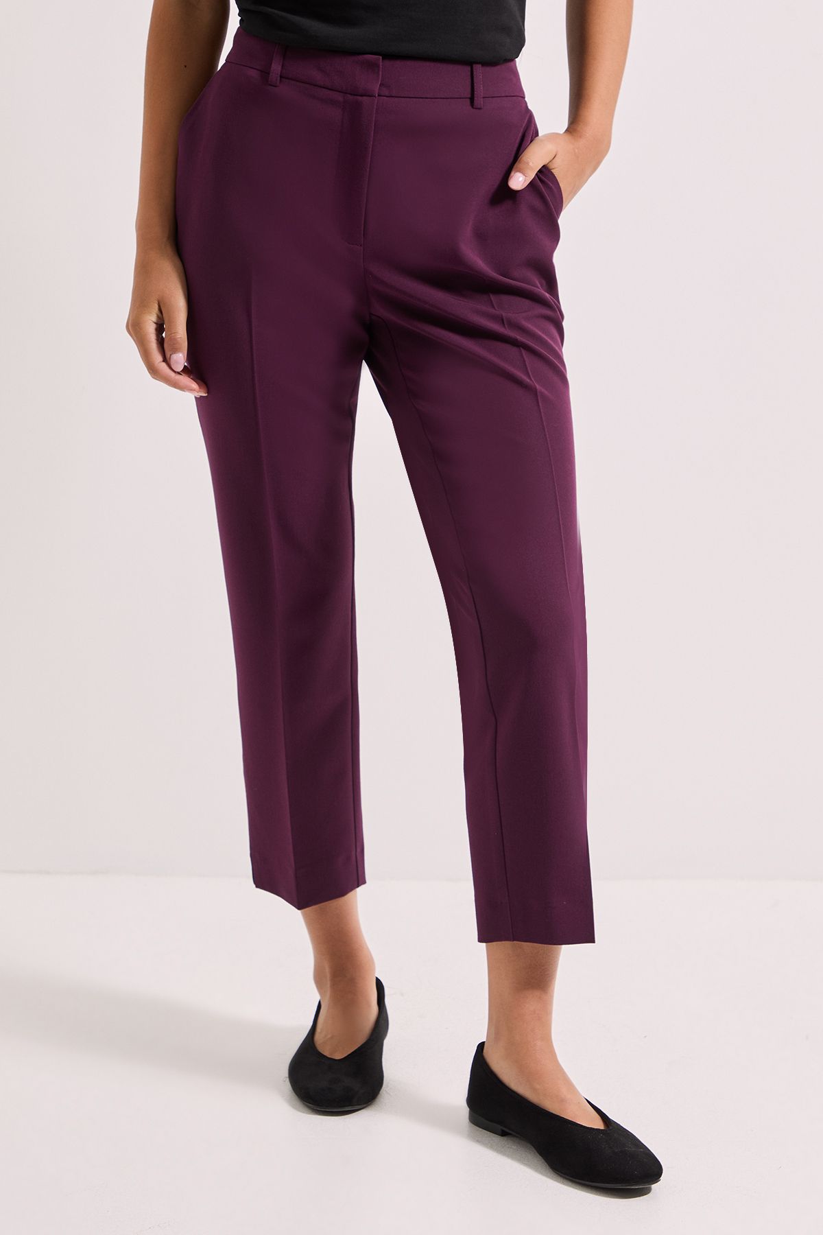 Dorothy Perkins Petite Ankle Grazer Trouser Plum image 2