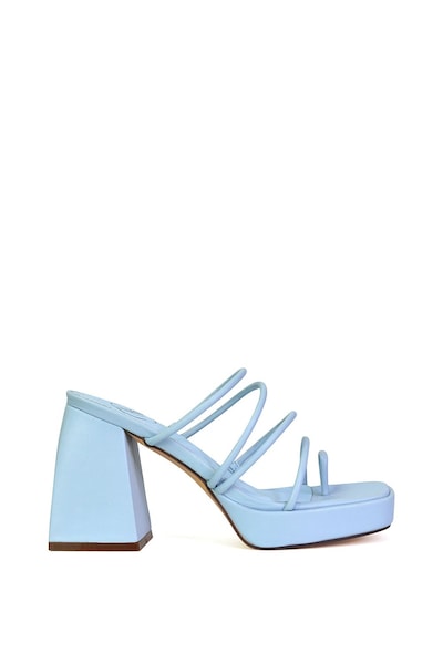 XY London 'Colt' Strappy Square Toe High Block Heel Platform Mule Sandals