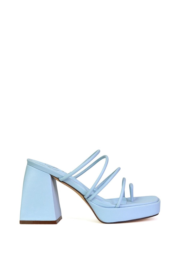 XY London 'Colt' Strappy Square Toe High Block Heel Platform Mule Sandals
