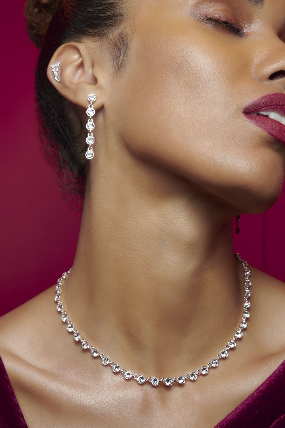 Jon Richard Silver Tennis Necklace Embellished With Crystals image 2