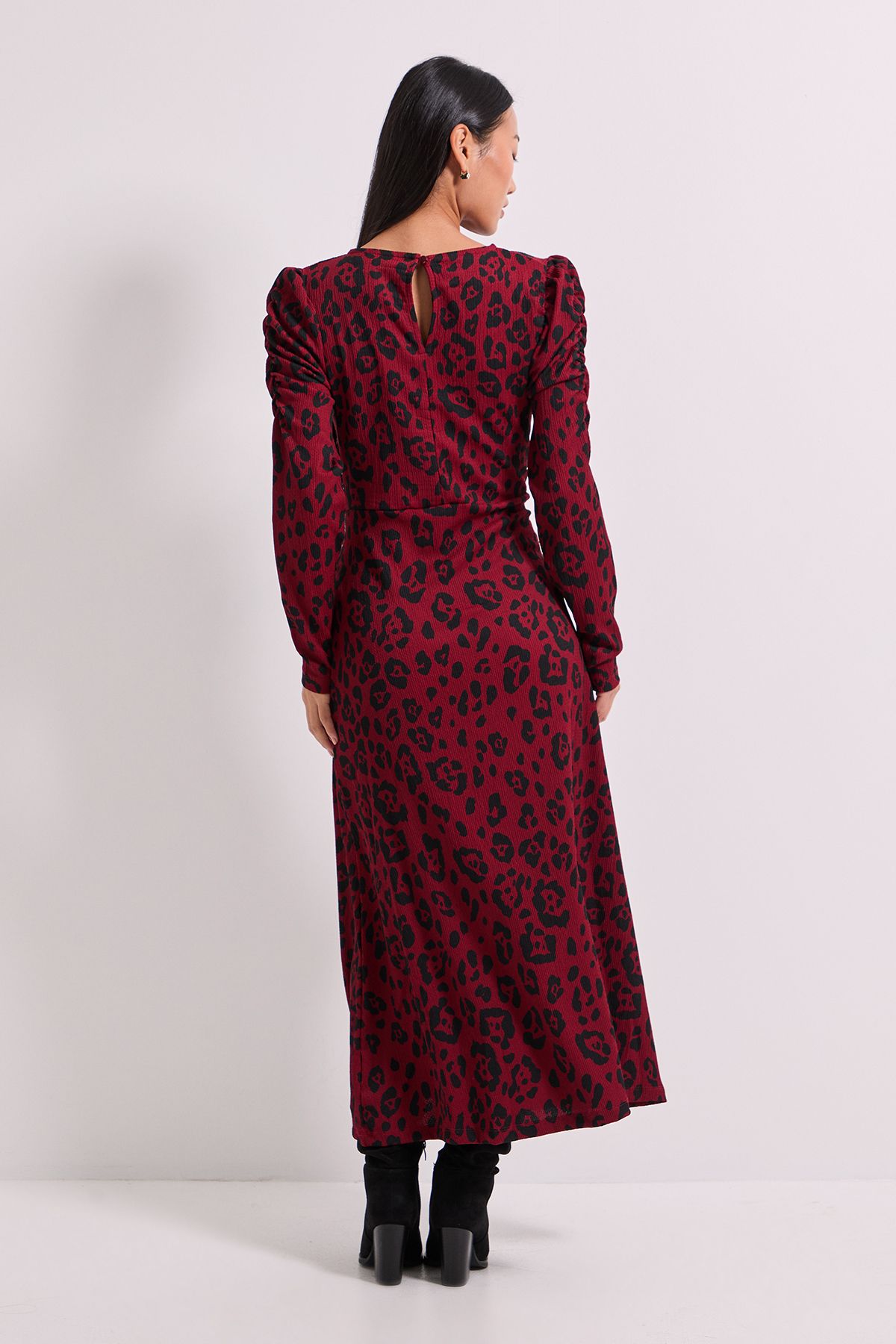 Dorothy Perkins Petite Berry Leopard Keyhole Midi Dress Animal image 3
