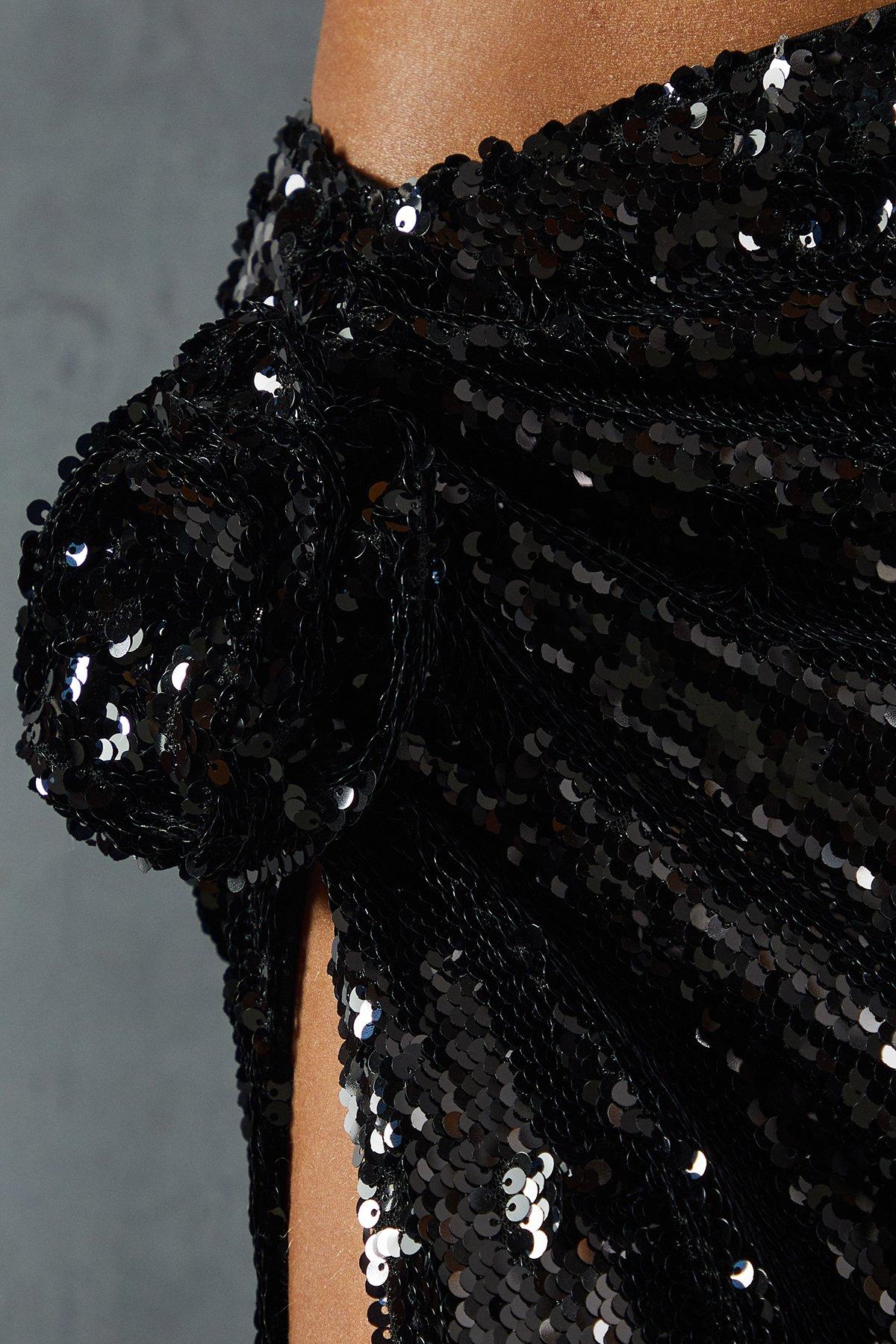 MissPap Sequin Top & Split Leg Maxi Skirt Co Ord Black image 5