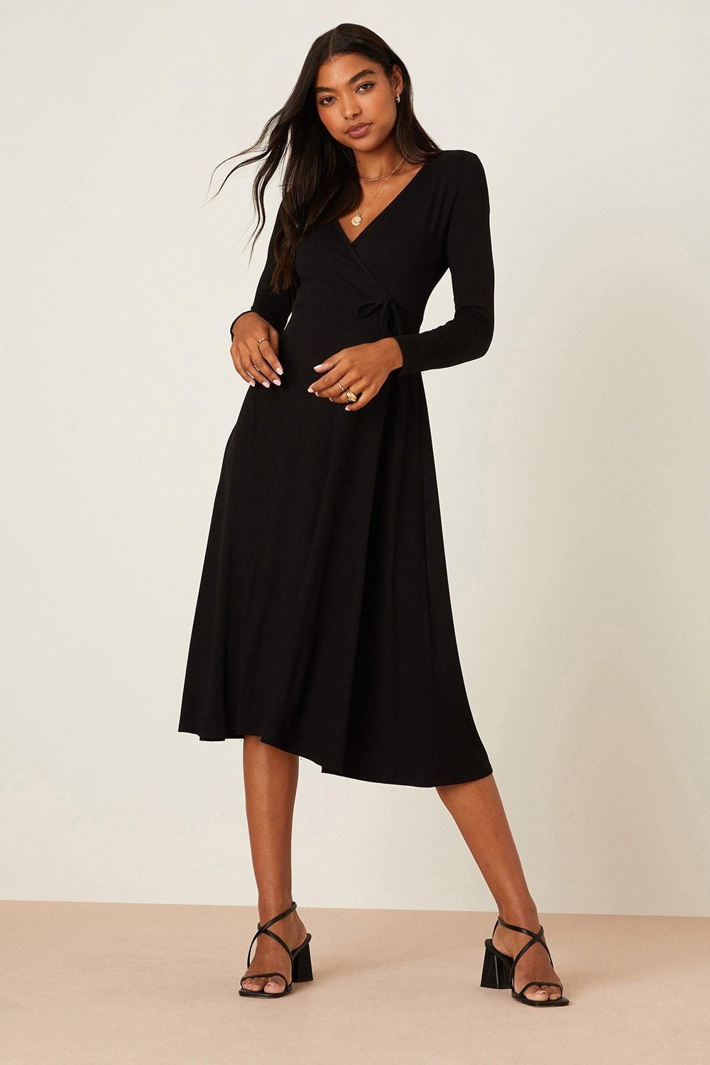 Dorothy Perkins Wrap Midi Dress Black image 2