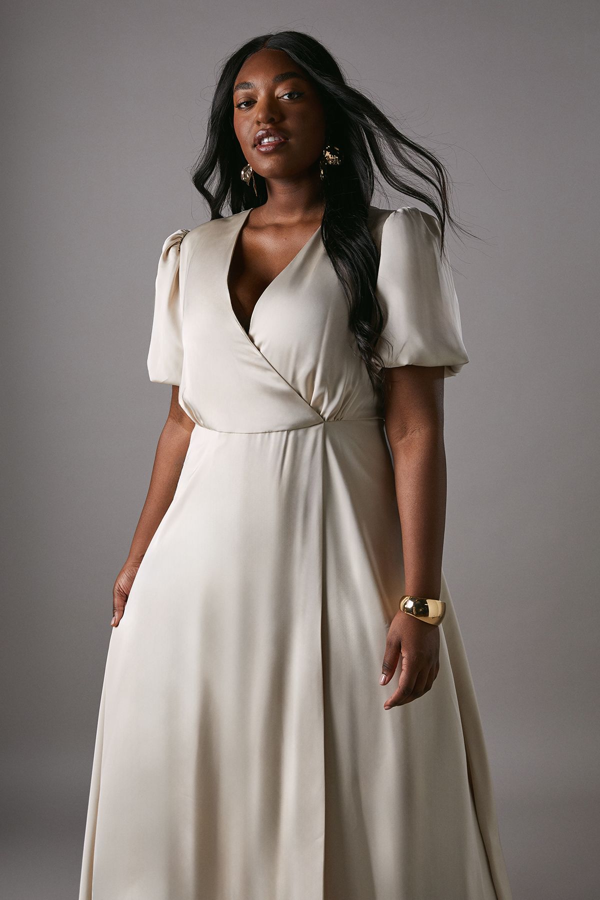 Coast Plus Size Puff Sleeve A Line Skirt Bridesmaid Dress Champagne image 2