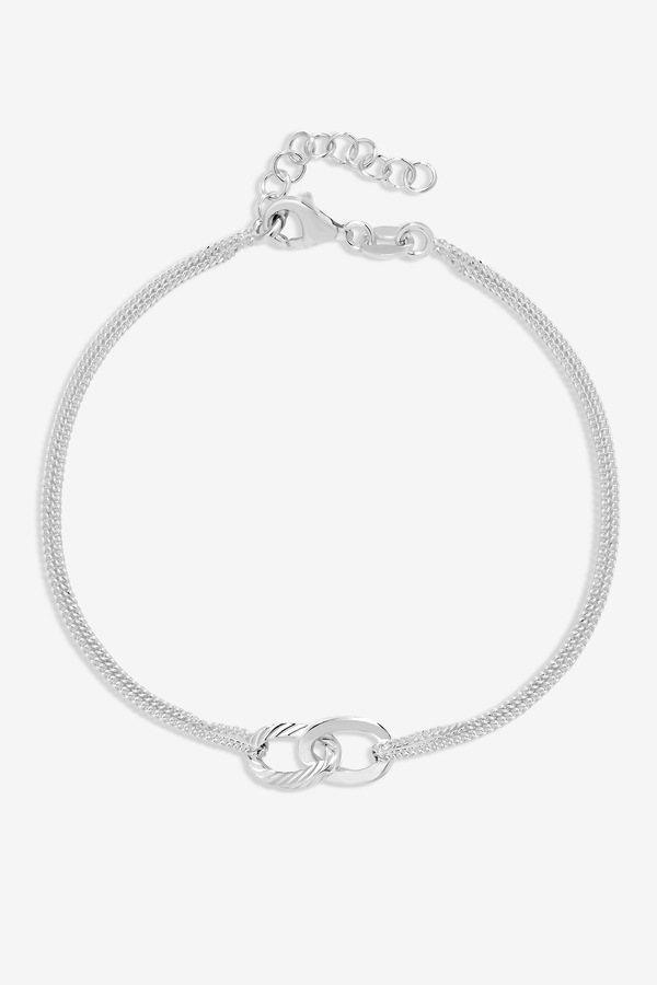 Simply Silver Sterling Silver 925 Diamond Cut Interlink Bracelet