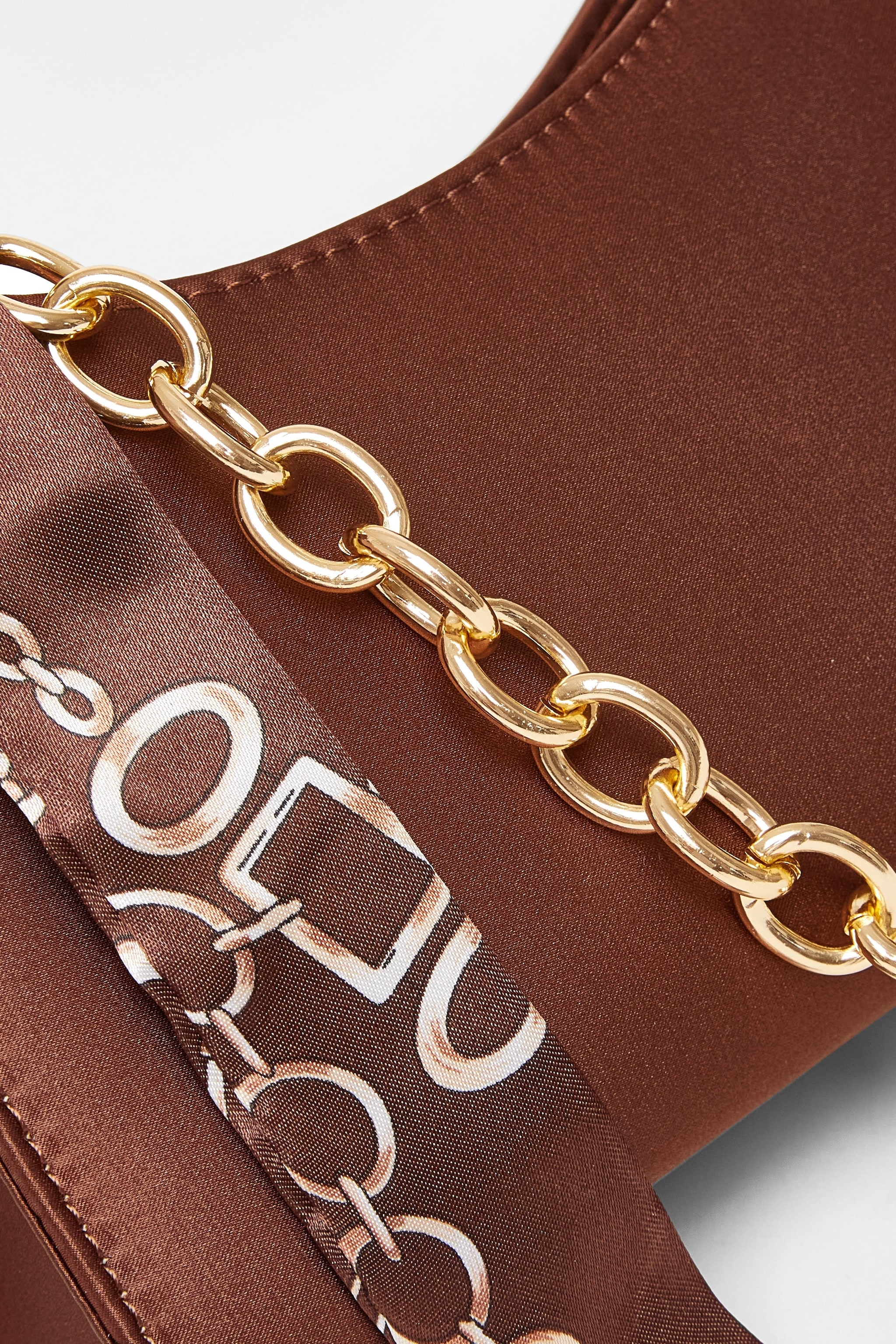 Quiz Brown Satin Chain Shoulder Bag image 5
