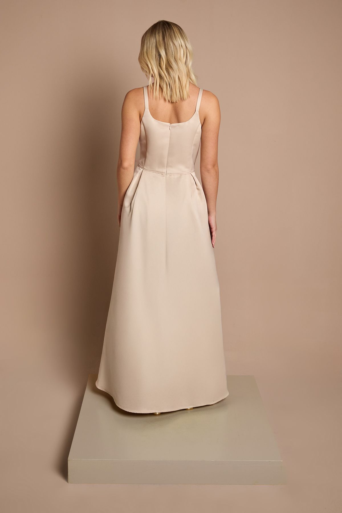 Coast Teen Structured Satin Full Skirted Bridesmaid Dress Champagne image 3