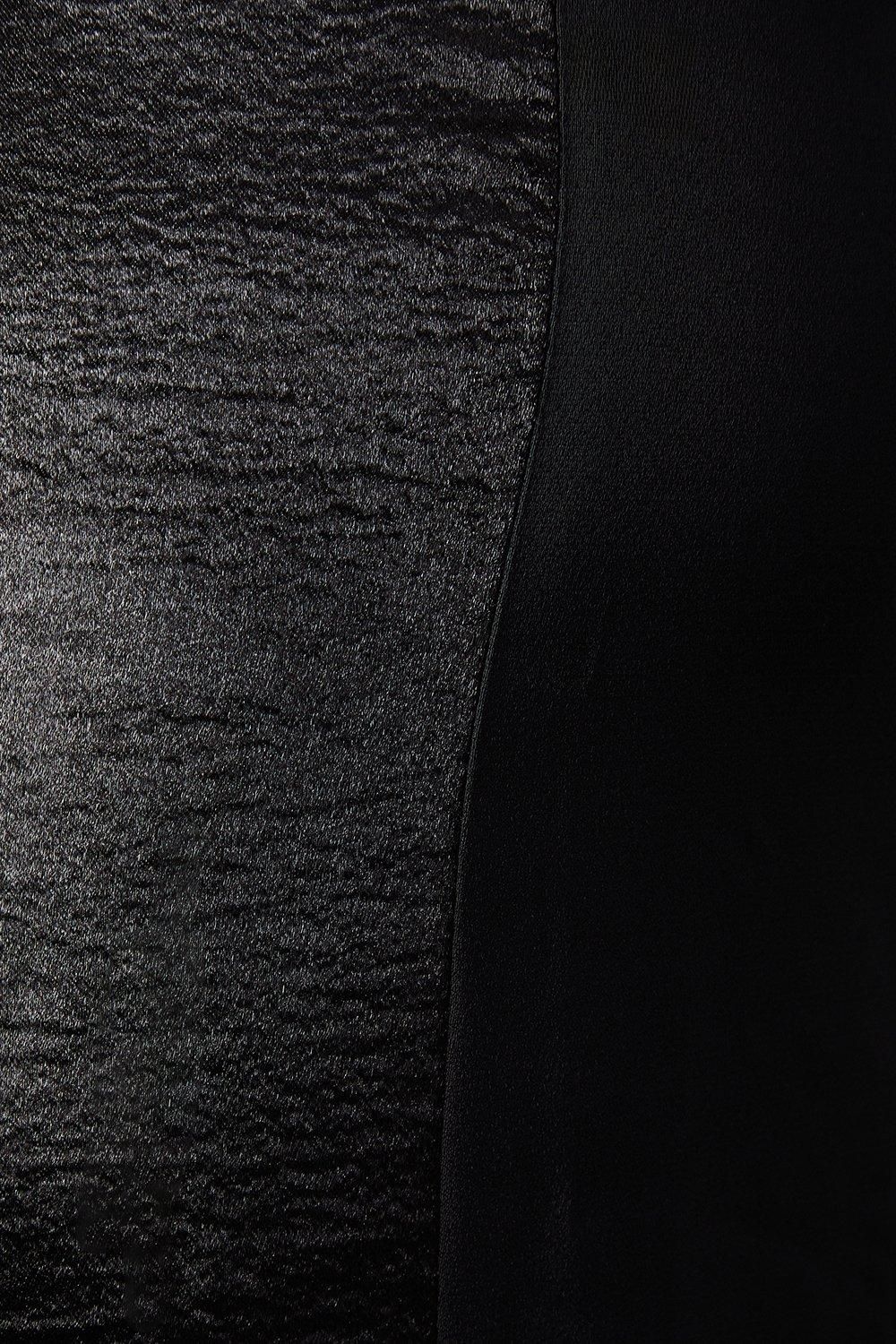 Warehouse Premium Mixed Satin Panel Open Back Midi Slip Dress Black image 5