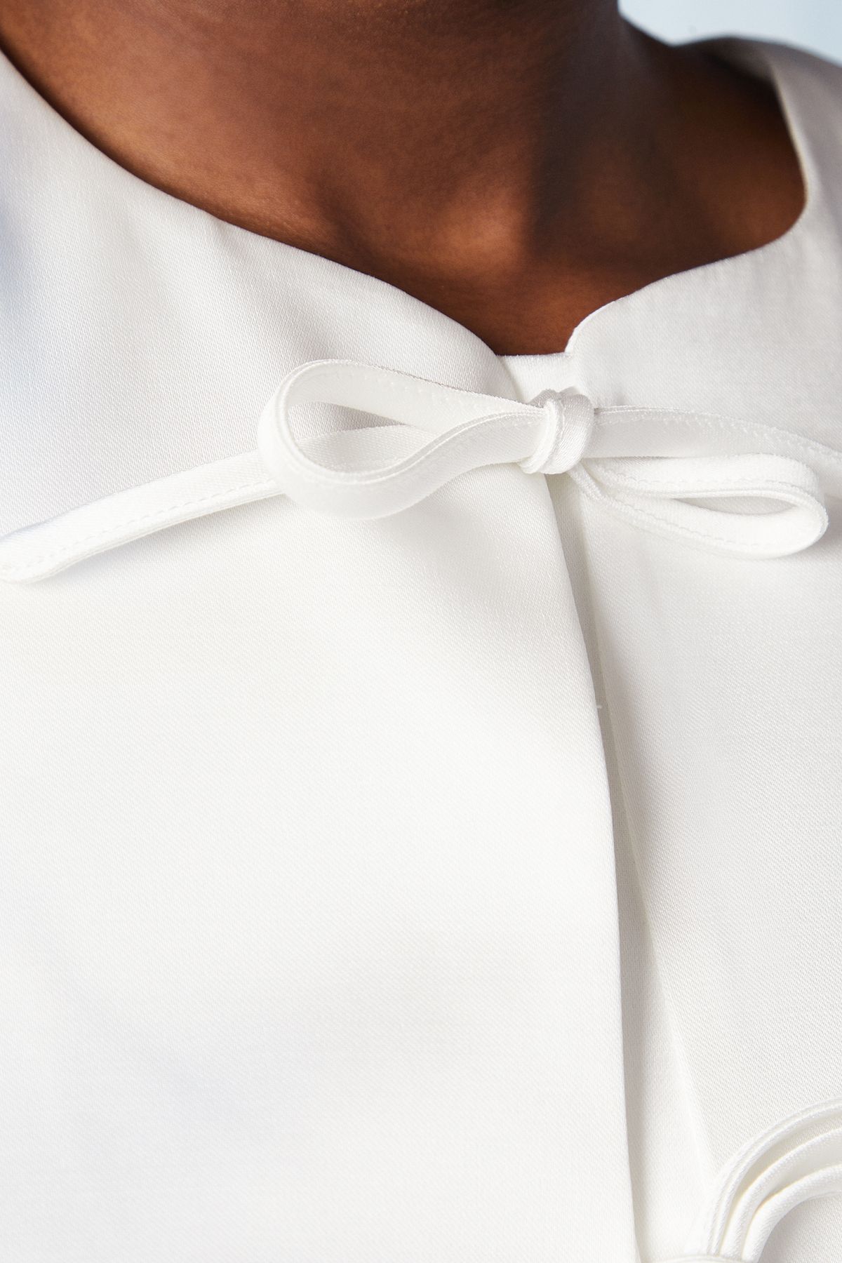 Oasis Puff Sleeve Bow Detail Bridal Jacket Ivory image 5