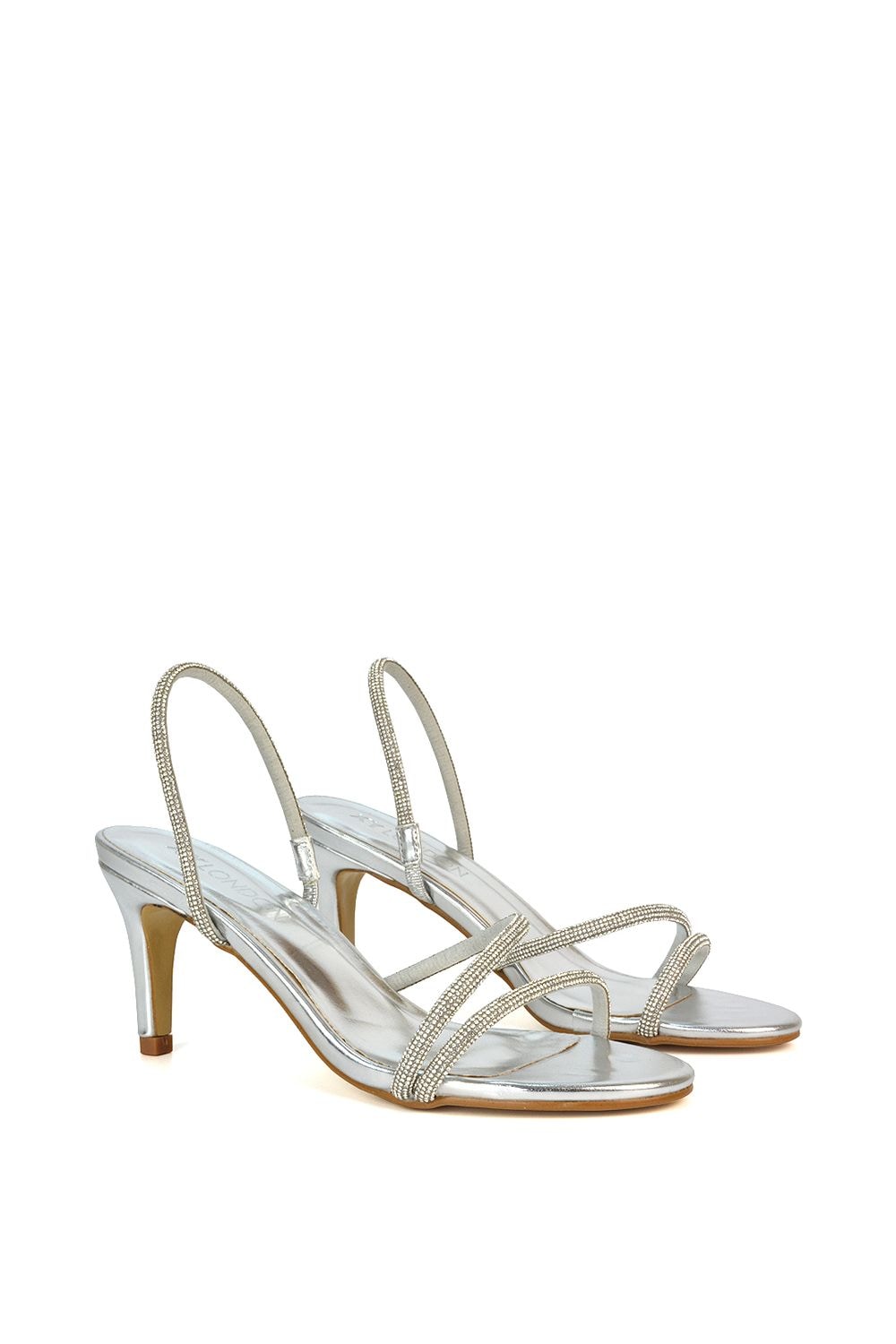 XY London 'Polly' Slingback Strappy Diamante Stiletto High Heel Sandals image 5
