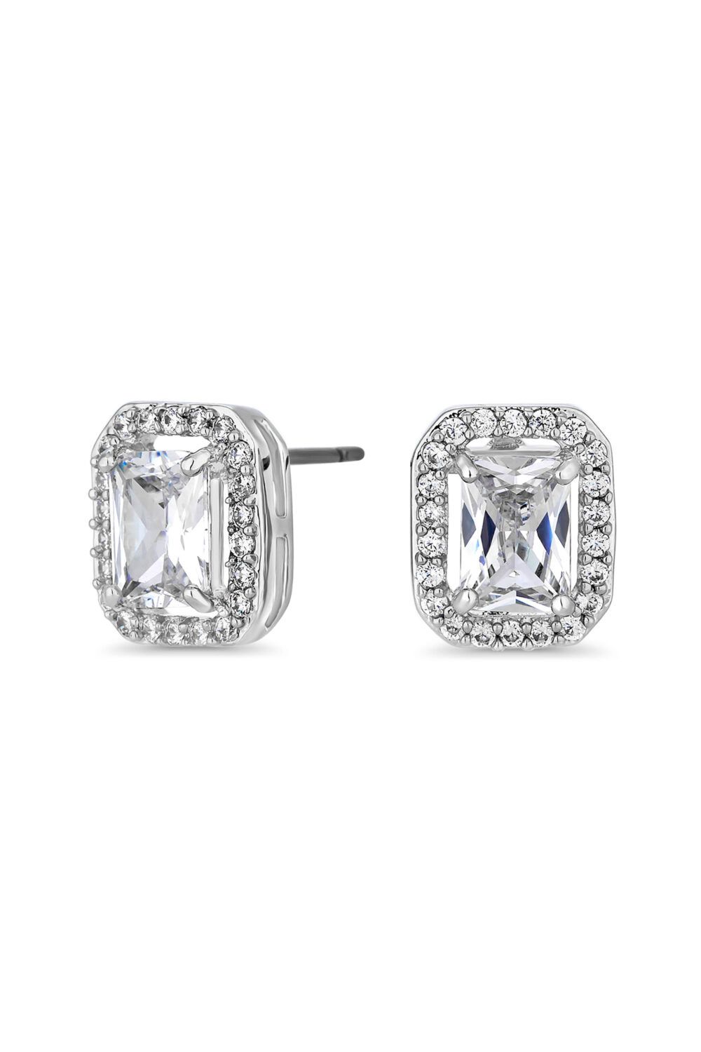 Jon Richard Silver Cubic Zirconia Halo Stud Earrings