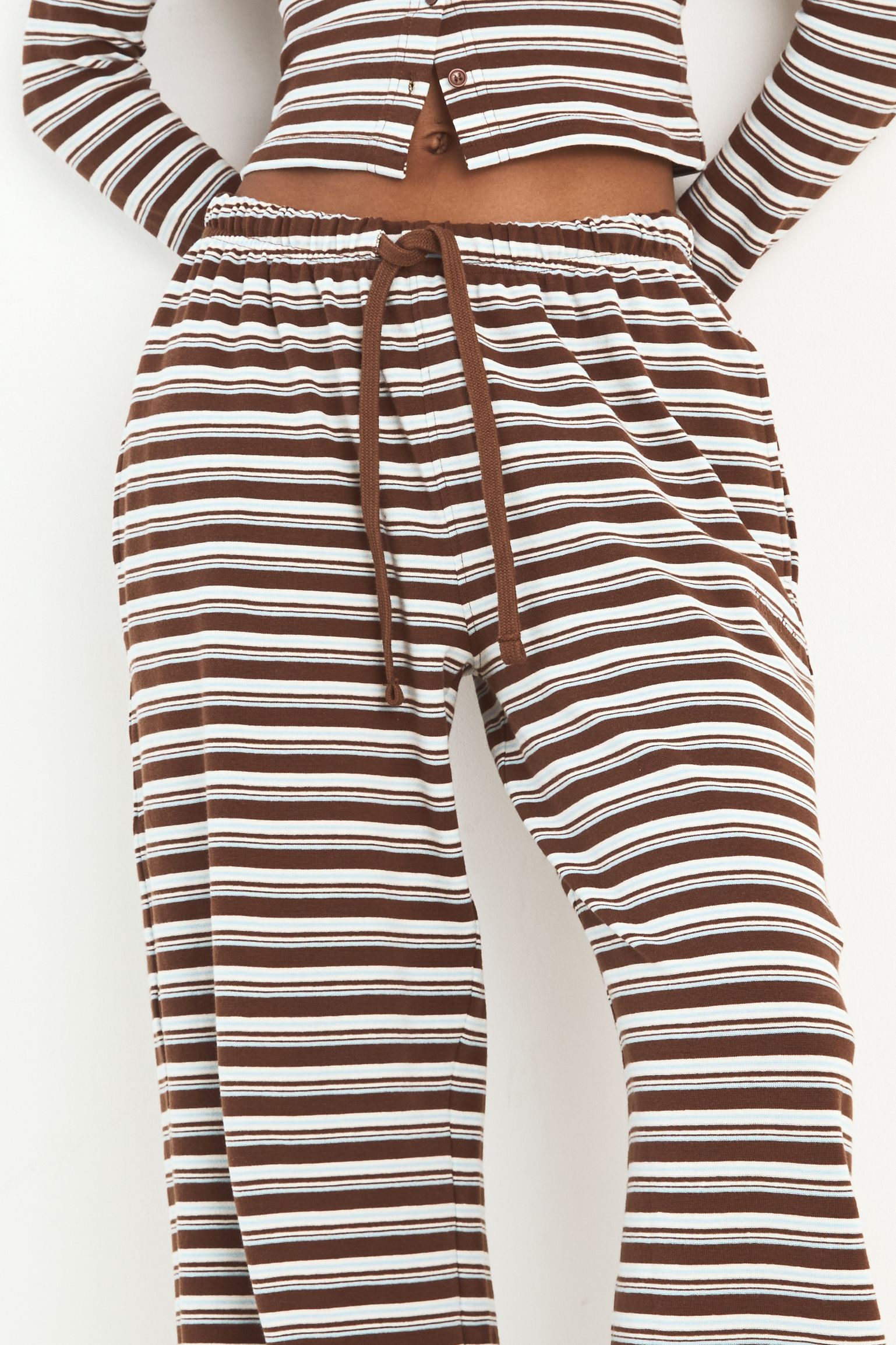 DSGN Studio DSGN Studio Stripe Straight Leg Trouser Mocha image 4