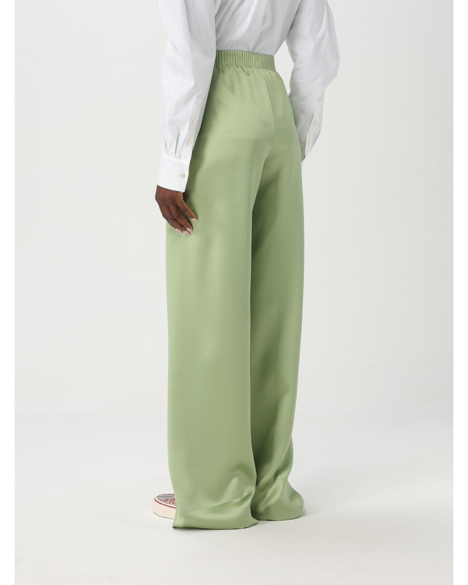 Valentino Wide Leg Elastic Waist Pants Wo - Green image 3
