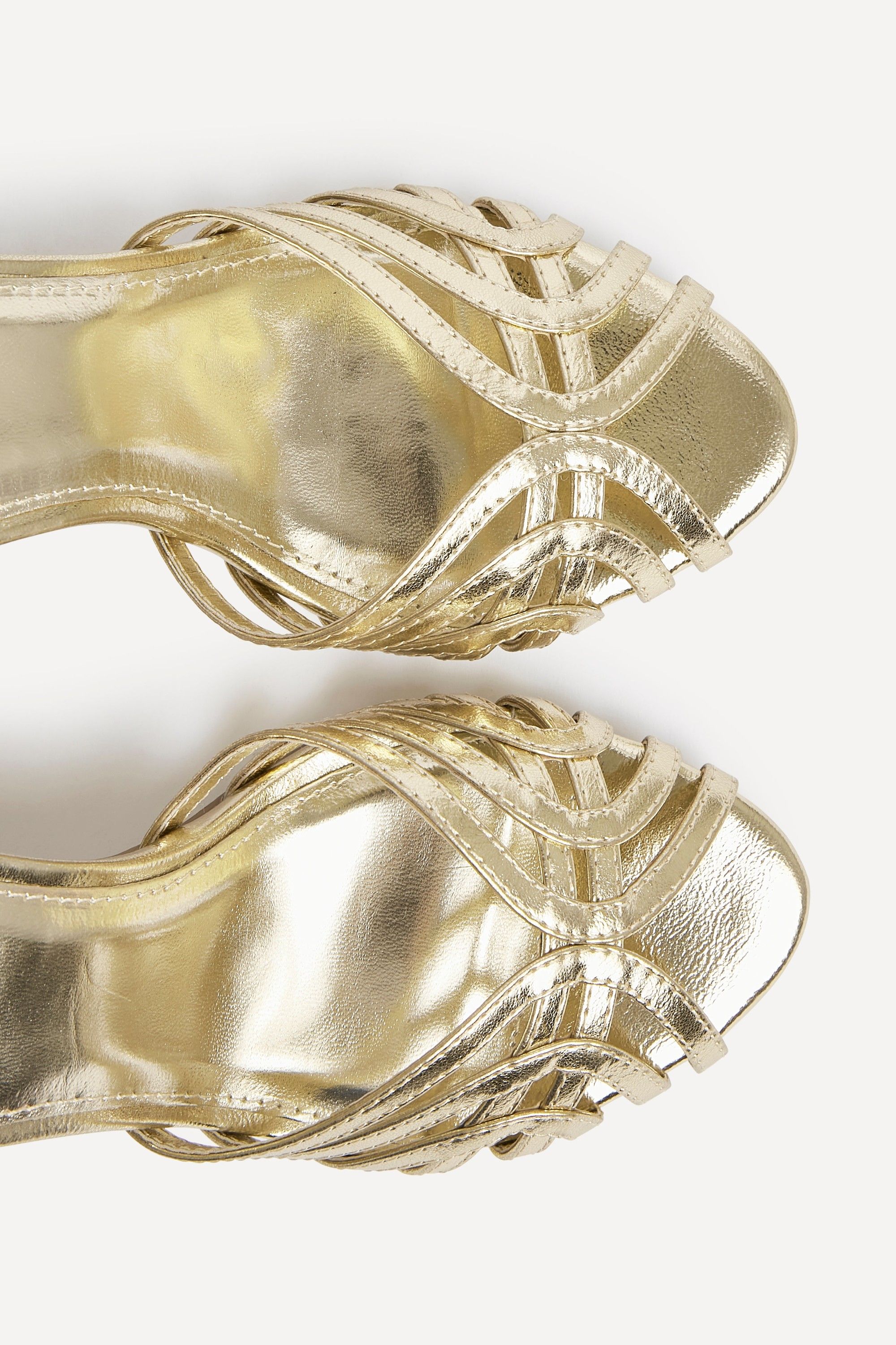 Linzi Eros Gold Faux Leather Caged Stiletto Heel image 5