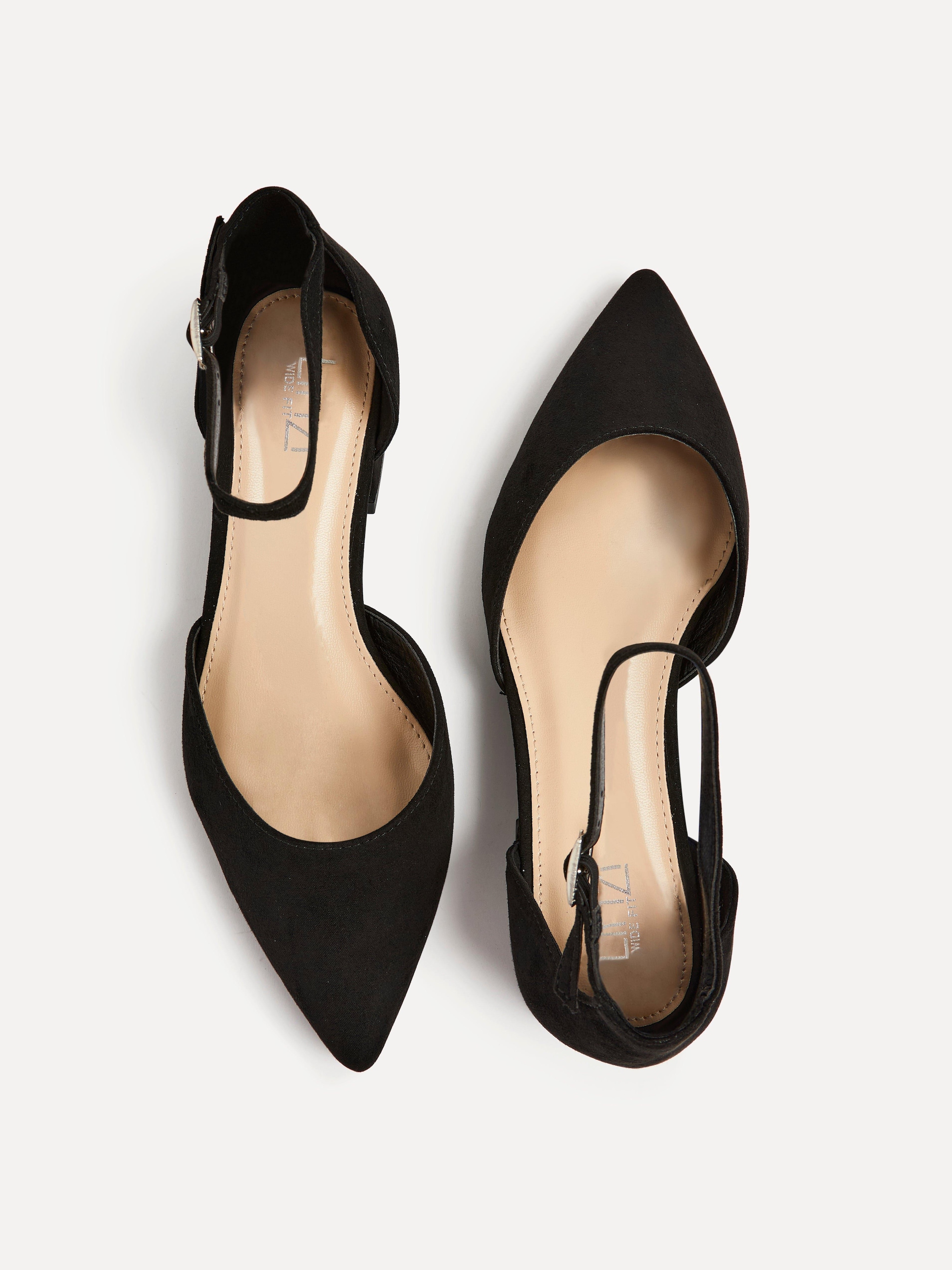 Linzi Dolly Wide Fit Black Faux Suede Low Block Court Heel image 4