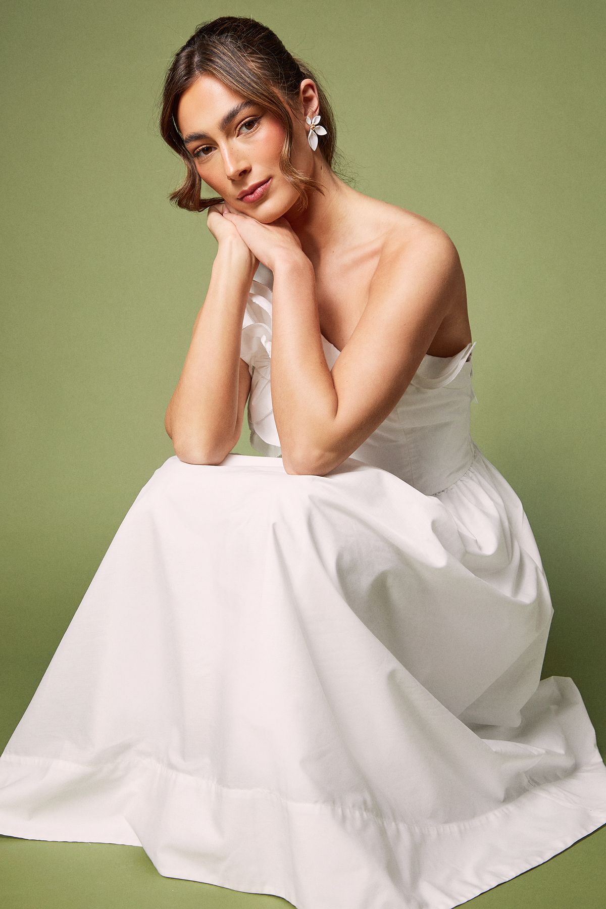 Coast One Shoulder Corsage Midi Dress White image 2