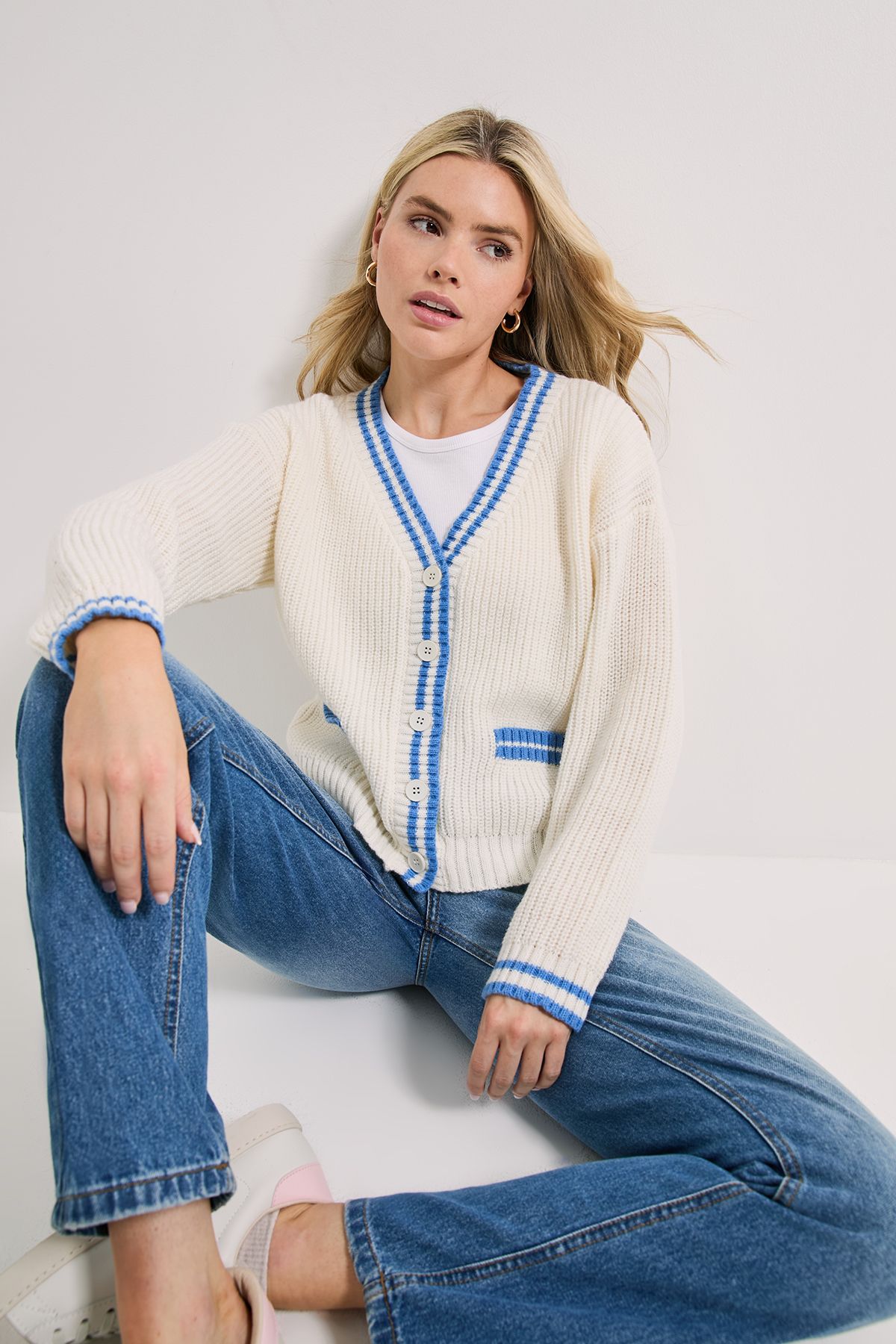 Dorothy Perkins Contrast Cricket Cardigan Ivory image 4