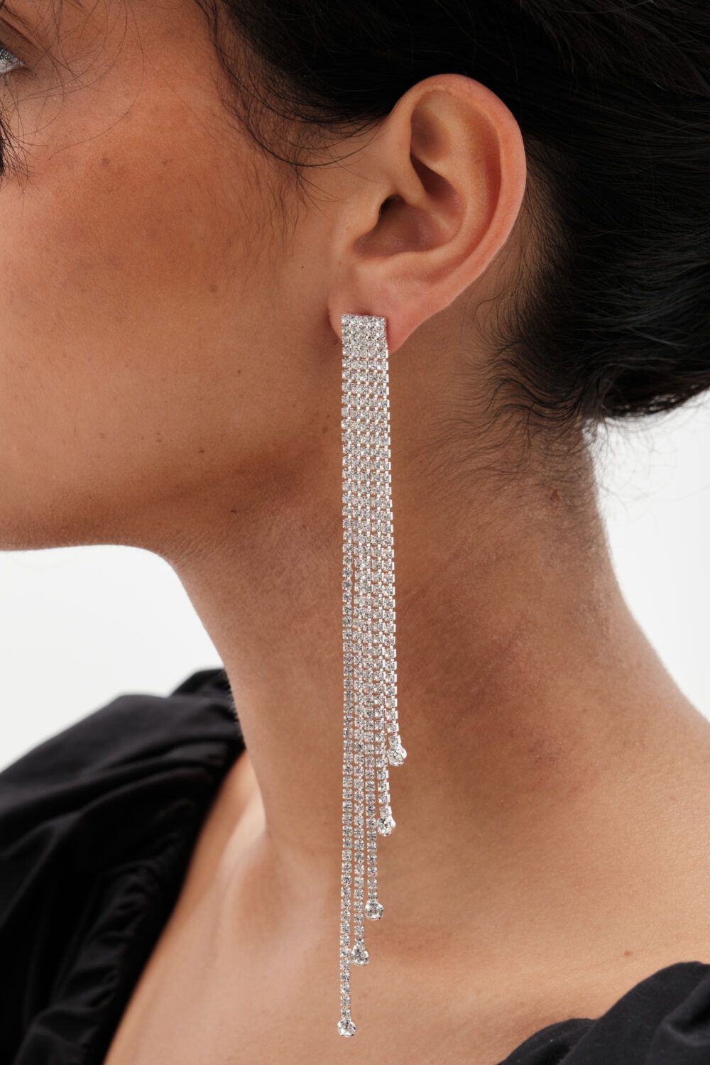Mood Silver Crystal Diamante Shoulder Duster Earrings