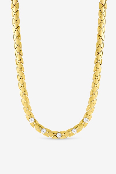 Jon Richard 18K Gold Plated and Crystal Flat Chain Necklace