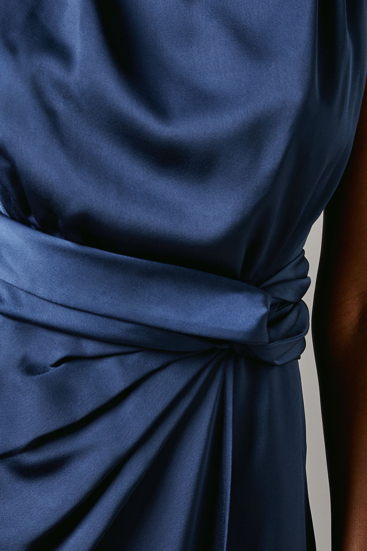 Coast Satin Midi Dress With Twist Waist Navy image 5