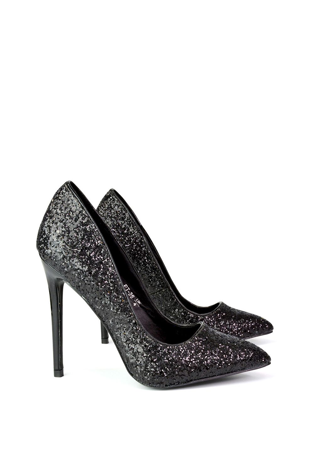 XY London 'Emerald' Pointed Toe Court Shoes Glitter Stiletto High Heels image 3