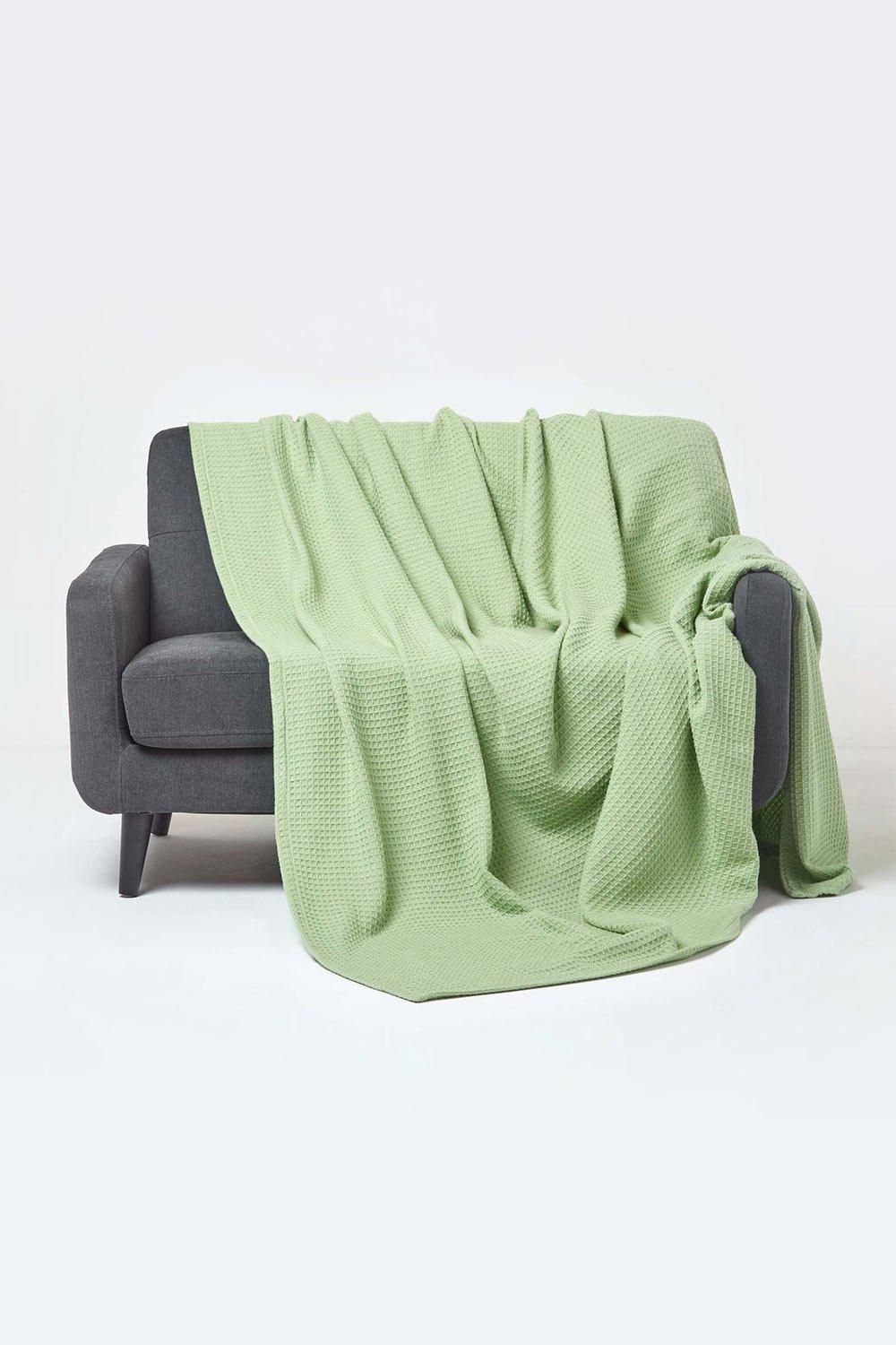 Homescapes Cotton Waffle Blanket Throw - Soft, Breathable & Skin-Friendly image 1