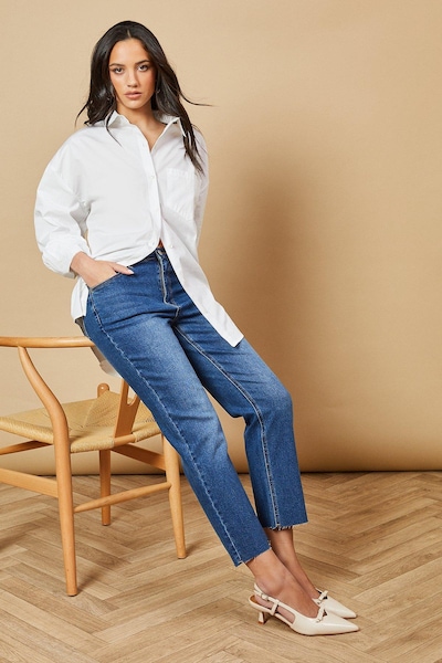 Oasis Oceane Faux Patent Leather Bow Detail Pointed Kitten Heel Slingback Shoes Beige