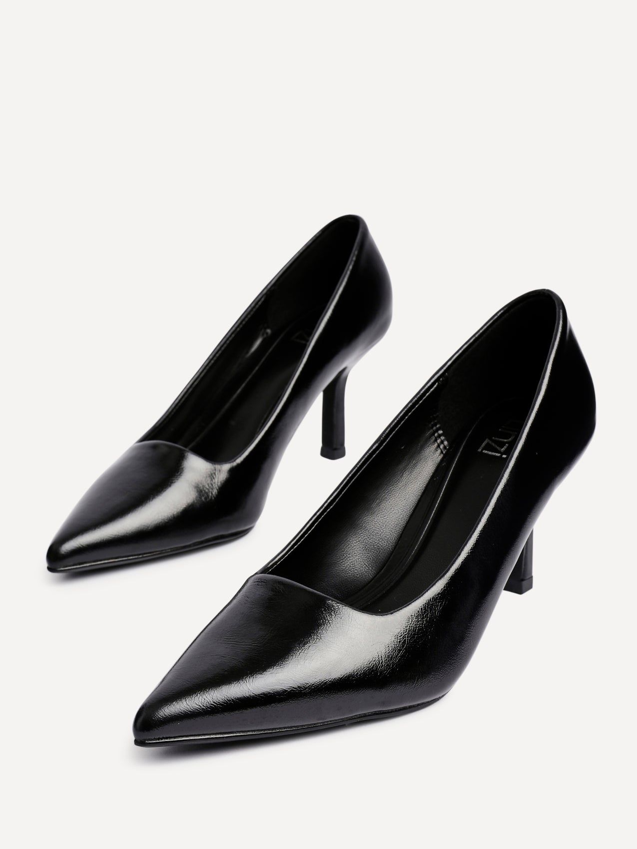 Linzi Kat Black Faux Leather Court Heels image 5