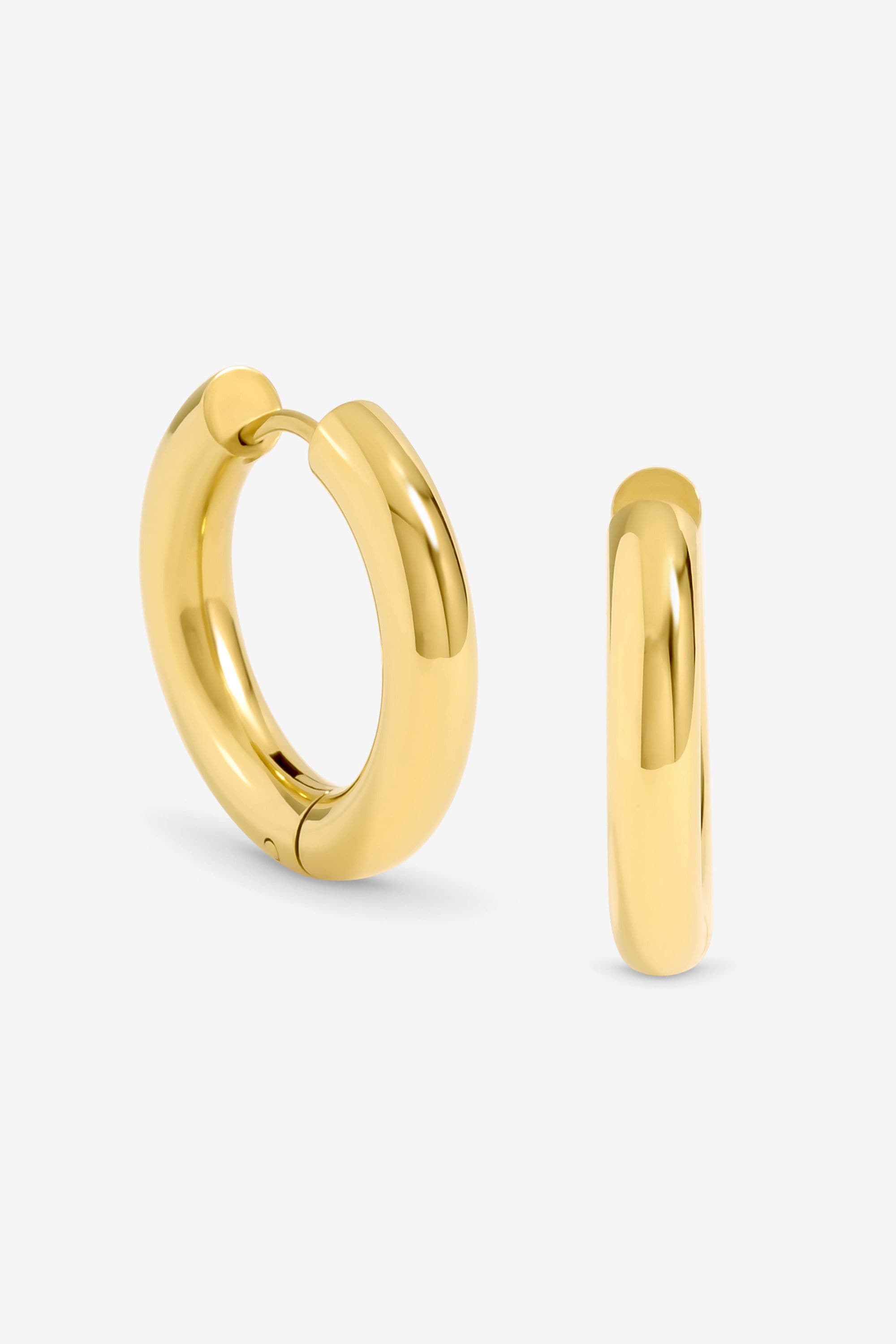 Jon Richard Waterproof Gold Plated Medium Chubby Hoop Earrings image 1