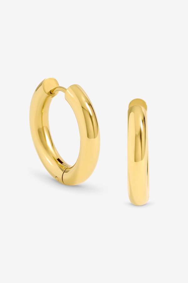 Jon Richard Waterproof Gold Plated Medium Chubby Hoop Earrings