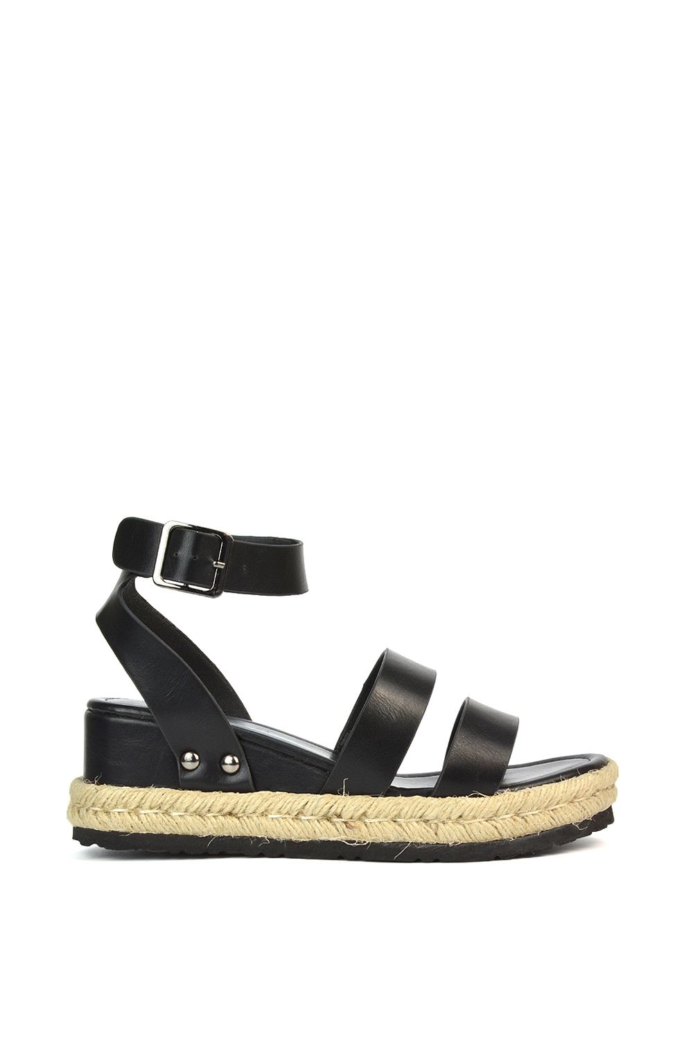 XY London 'Brook' Espadrille Platform Wedge Low Heel Sandal Shoes With Ankle Strap image 1
