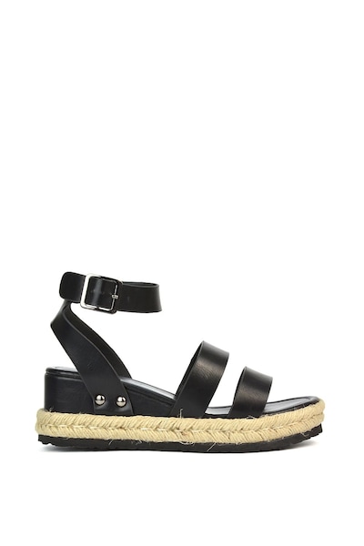 XY London 'Brook' Espadrille Platform Wedge Low Heel Sandal Shoes With Ankle Strap