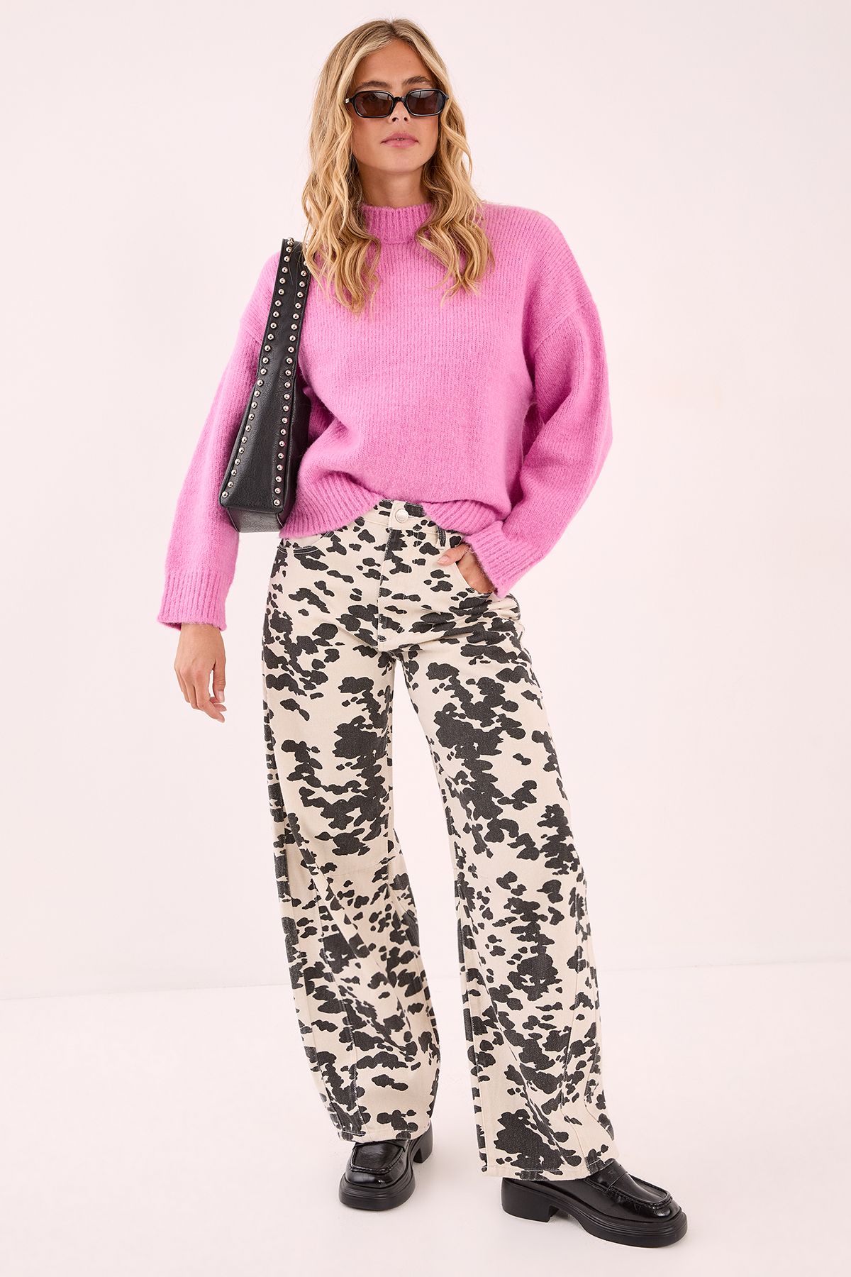 NastyGal Turtleneck Jumper Pink image 1