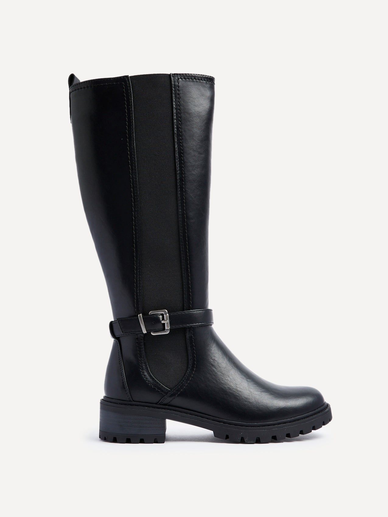 Linzi Gilded Black Faux Leather High Leg Boot