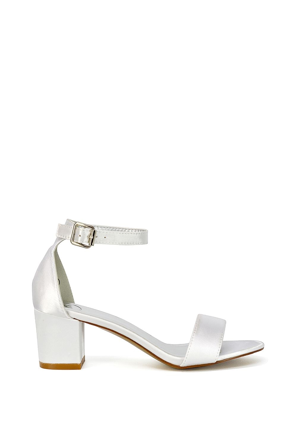 XY London 'Rita' Buckle Up Ankle Strap Low Mid-Block High Heel Sandals