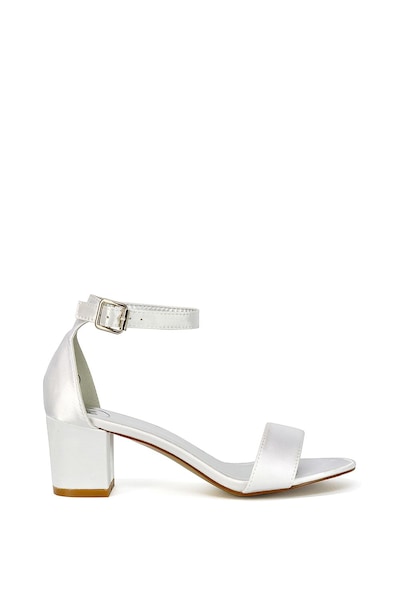 XY London 'Rita' Buckle Up Ankle Strap Low Mid-Block High Heel Sandals