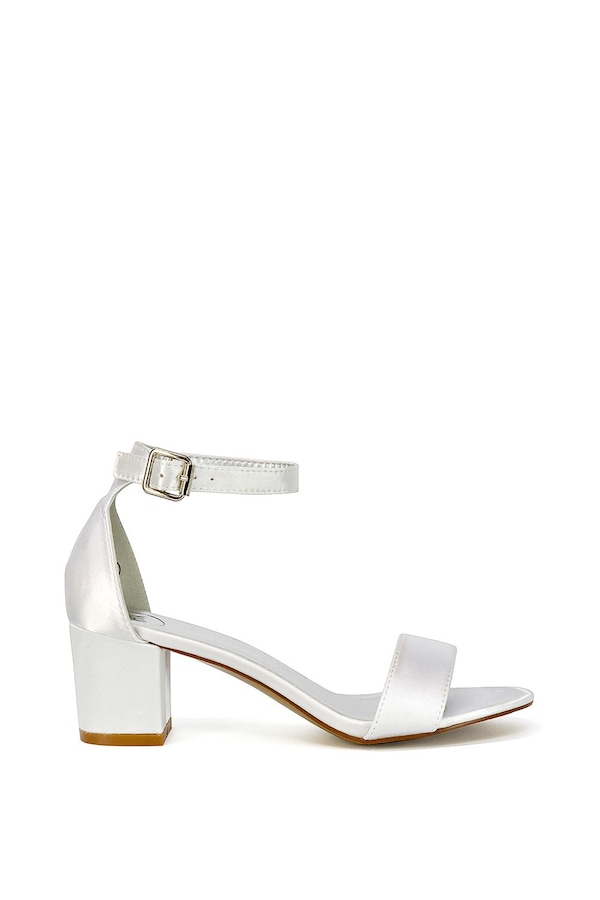 XY London 'Rita' Buckle Up Ankle Strap Low Mid-Block High Heel Sandals