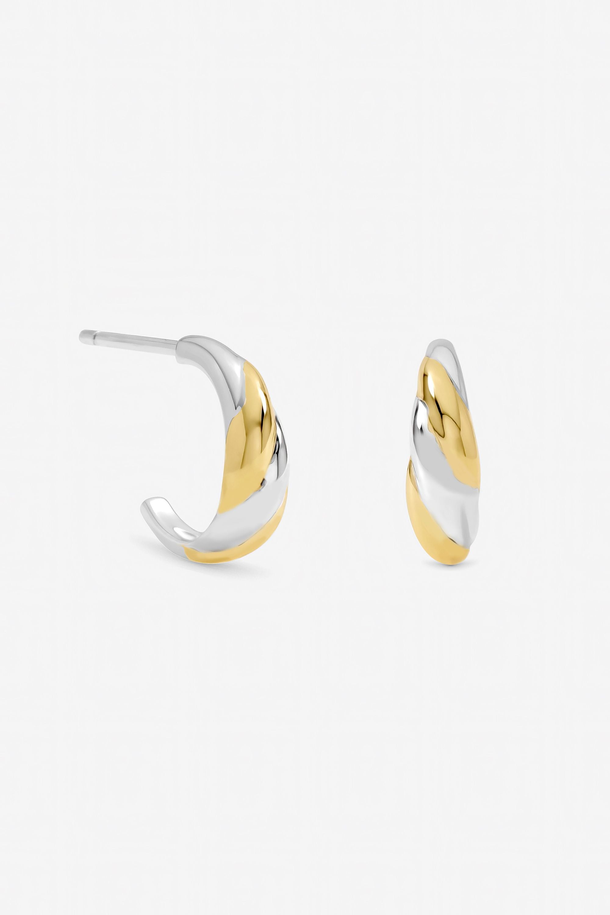 Inicio Sterling Silver Plated Two Tone Twist Hoop Earrings image 1