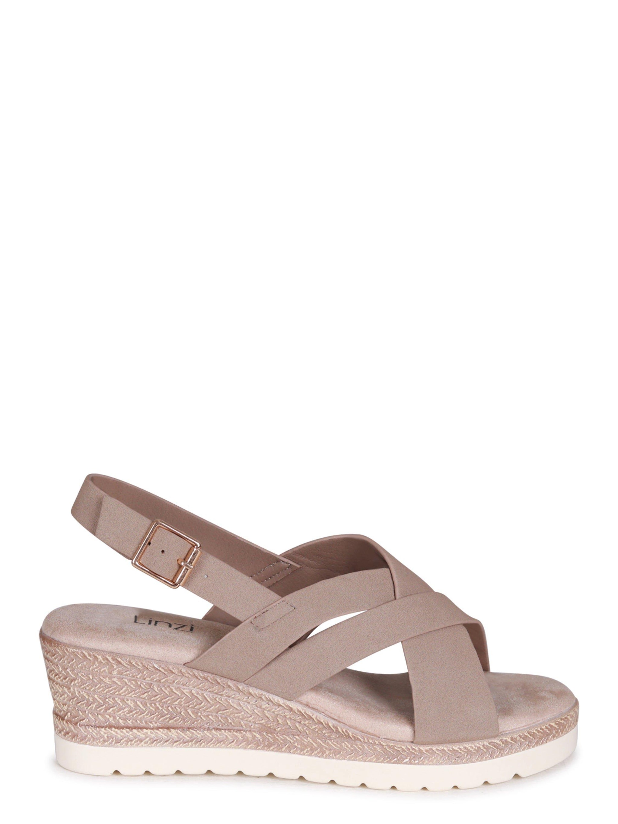 Linzi Myla Taupe Faux Nubuck Slingback Wedge image 1