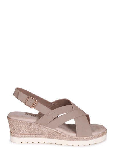 Linzi Myla Taupe Faux Nubuck Slingback Wedge